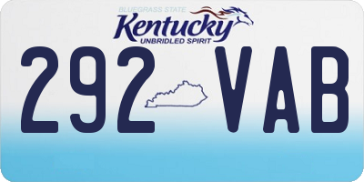 KY license plate 292VAB