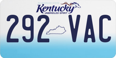 KY license plate 292VAC