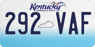 KY license plate 292VAF
