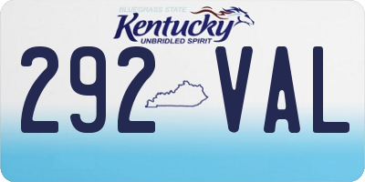 KY license plate 292VAL