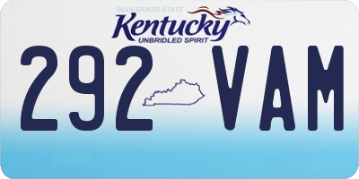 KY license plate 292VAM