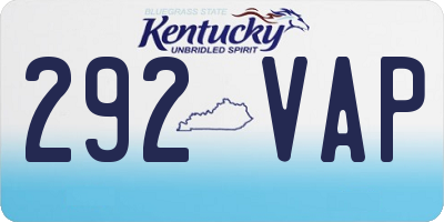 KY license plate 292VAP