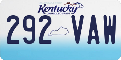 KY license plate 292VAW