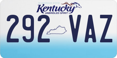 KY license plate 292VAZ