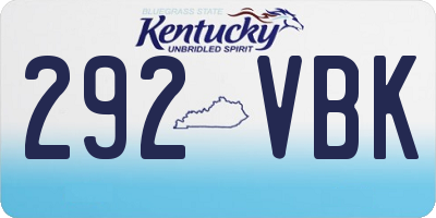 KY license plate 292VBK