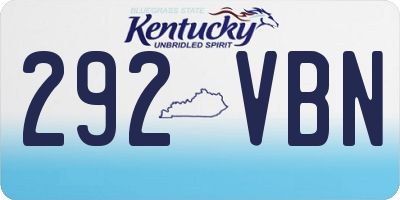 KY license plate 292VBN