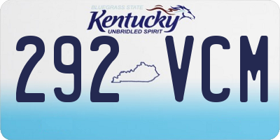 KY license plate 292VCM