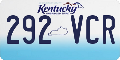 KY license plate 292VCR