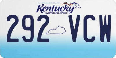 KY license plate 292VCW