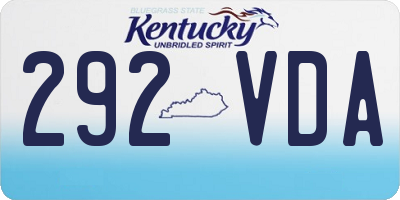 KY license plate 292VDA
