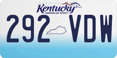 KY license plate 292VDW