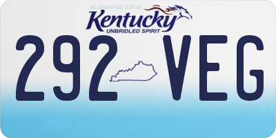 KY license plate 292VEG