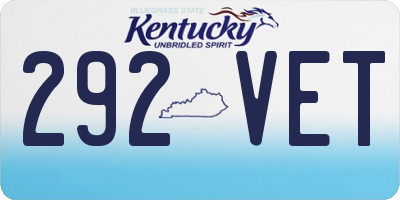 KY license plate 292VET