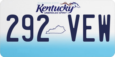 KY license plate 292VEW