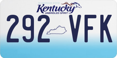 KY license plate 292VFK