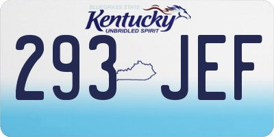 KY license plate 293JEF