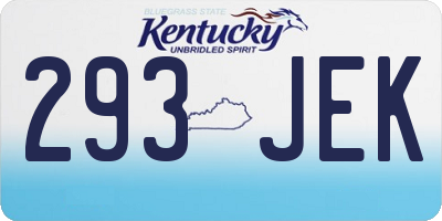 KY license plate 293JEK