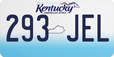 KY license plate 293JEL