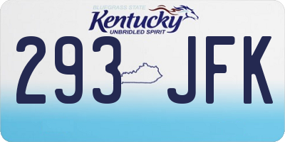 KY license plate 293JFK