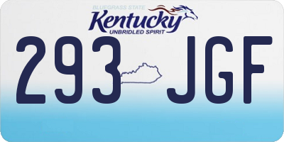 KY license plate 293JGF