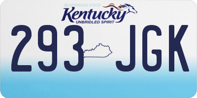 KY license plate 293JGK