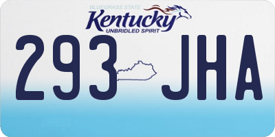 KY license plate 293JHA