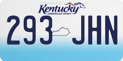 KY license plate 293JHN