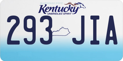 KY license plate 293JIA