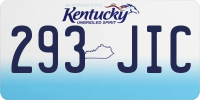 KY license plate 293JIC