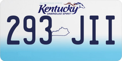 KY license plate 293JII
