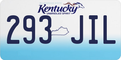 KY license plate 293JIL
