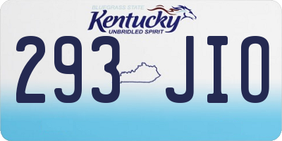 KY license plate 293JIO