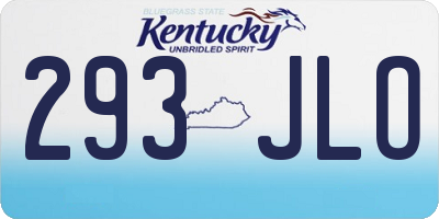 KY license plate 293JLO