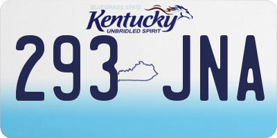 KY license plate 293JNA