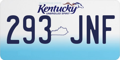 KY license plate 293JNF