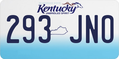 KY license plate 293JNO