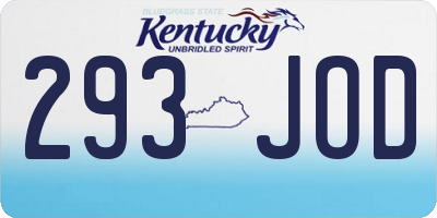 KY license plate 293JOD