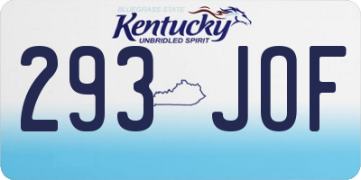 KY license plate 293JOF