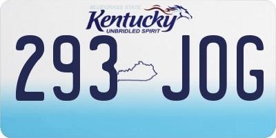 KY license plate 293JOG