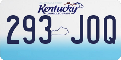KY license plate 293JOQ