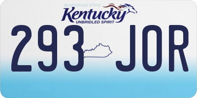 KY license plate 293JOR