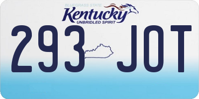 KY license plate 293JOT