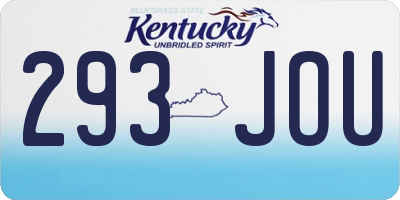 KY license plate 293JOU
