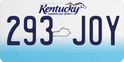 KY license plate 293JOY