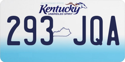 KY license plate 293JQA