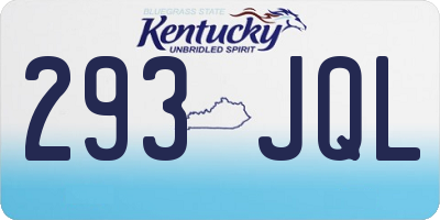 KY license plate 293JQL