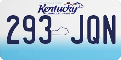 KY license plate 293JQN