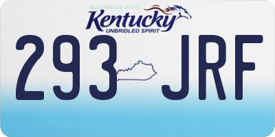 KY license plate 293JRF