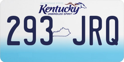 KY license plate 293JRQ