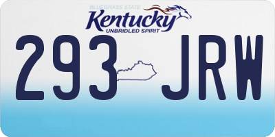 KY license plate 293JRW